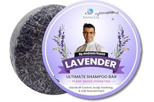 ARETON Champú sólido a mano - cabello seco, debil, nutre el cabello - hidratación a base de plantas, agua, glicerina - sin sulfatos, sin parabenos, acondicionador natural – 60gr (Lavanda)
