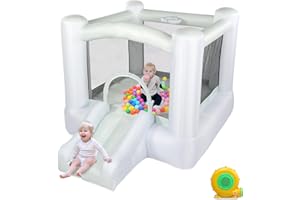 LEADZM Hüpfburg mit Gebläse, Rutsche und Trampolin, Macaron Farben Aufblasbarer Spielplatz Outdoor/Indoor, für Kinder 3-10 Jahren, 270x200x170cm