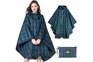 SOPPY Regenmantel für Frauen, Langer Regenponcho wasserdichte Regenbekleidung Regenjacke Winddichte Regencape Raincoat Regenschutzbekleidung mit Pattentasche Kapuze Tunnelzug