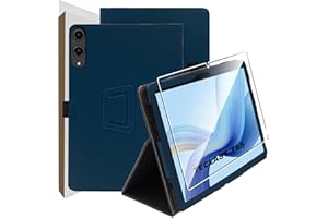 zZjoOoj Coque pour Tablette TECLAST T65/TABWEE T60 Pro/GOOGEE Tab G6 Max 13.4 Pouces,Case Protection Housse Premium en Cuir PU,Fin Étui avec Verre Trempé avec Fonction Support,Bleu Marine