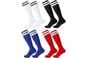 Zuimei 4 Pairs Football Socks Kids Sports Socks for Kids Boys Girls Children Youth Junior Running,Training,Rugby,Hockey Soccer (Aged 5-13)