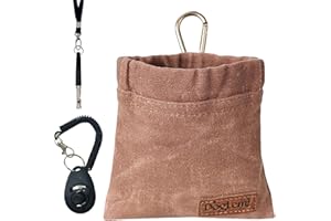 Duuclume Kit di addestramento per cani, sacchetto per cuccioli di cane con clicker e fischietto silenzioso con cordino, sacchetto per addestramento a mani libere, include moschettone, per viaggi o uso