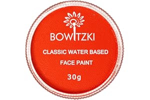 Bowitzki 30g Professional Face Paint Body Paint Water Based Face painting Makeup Safe for Kids and Adults Split Cake Single Color Halloween Christmas (Orange)