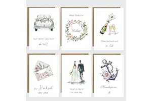 ‎DMHSGIFT Wedding Cards Set of 6 with Envelope Card Wedding A6 Congratulations Folding Cards for Wedding Cards for Bridal Showers, Engagement Parties (White)