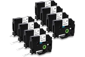 8x MarkField Compatible Cinta de etiqueta Reemplazo Brother P touch TZe-231 TZ Cassette 12mm x 8m para PT-D200 D400 E110 1000 1005 1010 1080 H101C H105 H107 H108 Cubo, Negro sobre Blanco