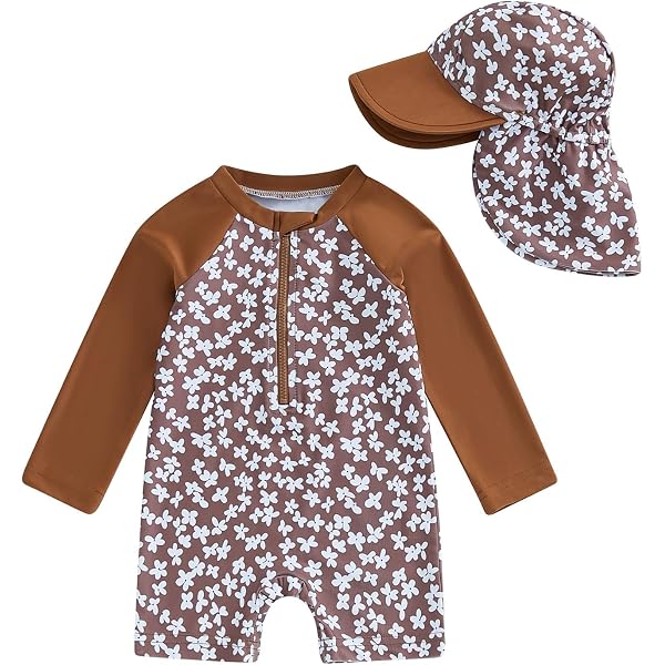Maillot De Bain UV Bébé Fille 1 Pièce Manches Longues - Rashguard Avec Fermeture Éclair, Protection Solaire