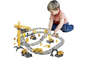 BASAMOU Circuit Voiture Electrique Enfant 3 4 5 6 7 8 9 Ans, Jouet Train Électrique Enfant Piste Course, Jeux Véhicules Garçon Fille Cadeau d'anniversaire Pâques (avec 4 Voitures Aléatoires+Chariot)