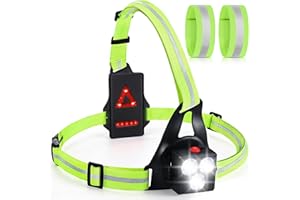 ‎KSSVZZ Kssvzz Lauflicht Joggen, Wasserdichter Stirnlampe Jogge 45° Verstellbar, mit reflektierendes Band, USB-C Wiederaufladbar Brustlampe Sportwesten zum joggen, Wandern, Camping, Angeln