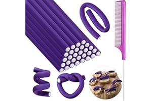 SYHOOD 30 Stück Flexible Lockenstab Twist Schaum Lockenwickler Weich Schaum Keine Hitze Lockenwickler und 1 Stahl Rattenschwanz Kamm für Damen Mädchen Lang und Kurz Haar (Reines Lila, 7 x 0,3 Zoll)