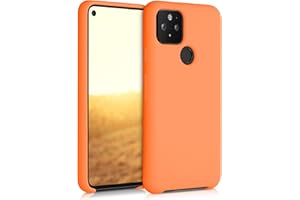 kwmobile Carcasa Compatible con Google Pixel 5 Funda - Case TPU y Silicona antigolpes - Apto Carga inalámbrica - Naranja afrutado
