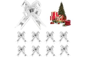 CREAHER 20pcs Large Organza Pull Bows Satin Ribbon for Gift Wrapping Silver Bows Ribbon Gift Bows for Christmas WeddingCars Gift Wrapping