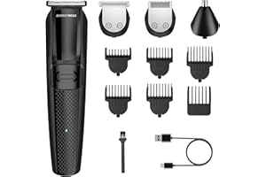 Barberboss Regolabarba da uomo, tagliacapelli versatile per tagli di precisione, kit completo per la toelettatura degli uomini, strumento per lo styling di capelli e barba, kit wireless per taglio di