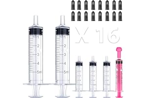 M4CQSBLE 16 Stück 5ML Spritze,3ML-550ML Wiederverwendbare Spritze, Dosierspritze Ohne Nadel, Werkzeuge für Flüssigkeitsmaß Spritzen, Futterspritze, für Labor,Tierfütterung, Pflanzenbewässerung