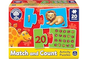 Orchard Toys Match and Count Jigsaws, Learn to Count from 1-20, Match Number and Picture, 20 in a Box, Educational, Number Skills for Kids Age 3+