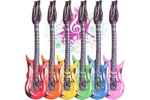 YUMATCH 6Pcs Inflatable Guitar Musical Instruments 55cm Inflatables Guitar Muscial Instrument for Party Supplies Party Favours Balloons (6 Colors)