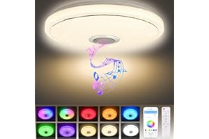 ‎ACXIN ACXIN 48W LED Deckenlampe Dimmbar, RGB Deckenleuchte mit Bluetooth Lautsprecher Fernbedienung und APP-Steuerung, Musikwiedergabe für Kinderzimmer Schlafzimmer Wohnzimmer Ø40CM