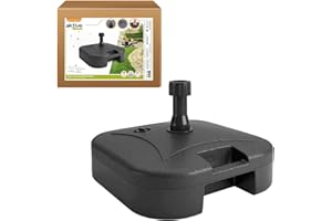AKTIVE Pied de Parasol Rechargeable en Plastique Noir 48X33 cm, Capacité 19 litres, Convient aux Tubes Ø19 à 33 mm, Léger à Vide, Idéal pour Jardin, Terrasse ou Balcon (62199)