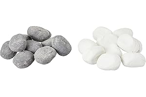 COALS 4 YOU NW LTD 20 Grey White Gas fire Ceramic Pebbles Replacements Suitable For Bio Ethanol LPG & Electric Gas fires