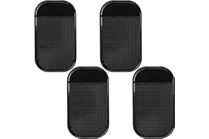 Maslasee 4 PCS Anti Slip Mat,Car Dashboard Accessories 14x8cm Self Adhesive Dashboard Grip Pads Washable Non Slip Car Dash Mats Accessories for Phone Sunglasses Keys Black