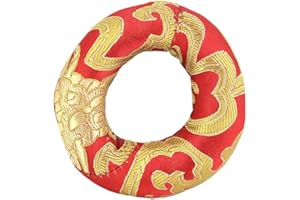 BUOSHA Cuscino rotondo in broccato di seta tibetano fatto a mano con ciotola di canto per meditazione – 8 cm, come descritto 8 cm