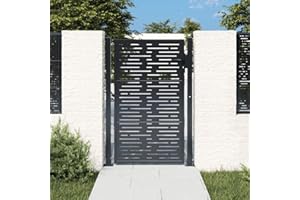 Emmtore Gartentor Anthrazit 105x130 cm Stahl mit Quadratischem Design, Abschließbar Hoftor Eingangstor für Garten Terrasse, Tor Zauntor Gartenpforte