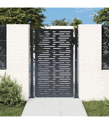 Myheimly Gartentor Aus Stahl - Sicherheitstor Mit Kreuzdesign | 105x130 Cm | Schwarz