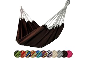 ‎BB SPORT BB Sport Hängematte XL 220 x 170 cm max. Belastbarkeit 250 kg Tragetasche 1-2 Personen Camping Garten Balkon Terasse Wetterfest, Farbe:Chocolate