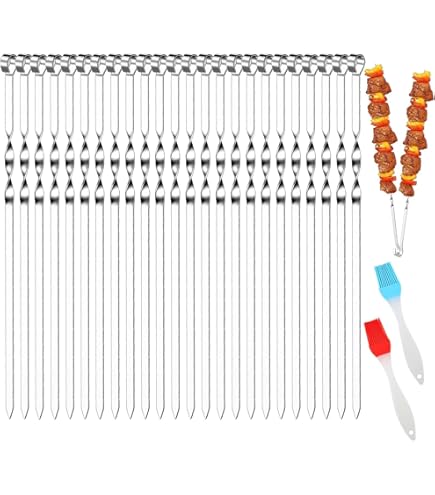 6 Spiedini In Acciaio Inox Per Barbecue - Con Manico Estraibile Per Carne E Verdure - Foto 8