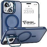Babilden iPhone 15 Plus i&ccedil;in Kılıf Kamera Korumalı Magsafe Wireless Şarj &Ouml;zellikli Mat Şeffaf Standlı Lens Hediyeli Lacivert