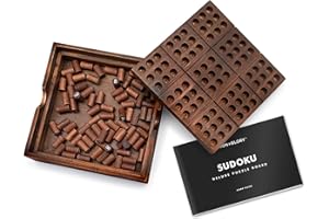 Iron And Glory Lujo, Madera Juegos de Mesa Familiares y Juguetes matemáticos para niños, Rompecabezas de Sudoku para Adultos, Regalos de atención Plena, Hierro, marrón, Talla única
