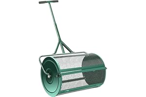 CAMPSOR Kompoststreuer, 60 x 30 cm, Torfstreuer, Gartenstreuer, mit rutschfestem Griff in T-Form, Düngerroller, Rasenstreuer (60 x 30 cm, grün)