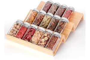 Cinnani Półka na przyprawy do szuflad - 3 poziomy bambusowa szuflada na przyprawy, półka na przyprawy, szuflada na przyprawy, uchwyt na przyprawy kuchenne, organizer kuchenny bez wiercenia