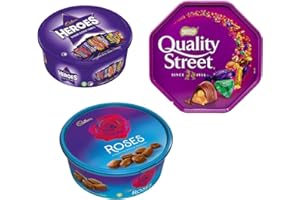 TILZ GEAR Cadbury Chocolate Tubs Christmas Bundle Gift Set Chocolate Tubs – PACK of 3 - Roses, Heroes & Quality Street