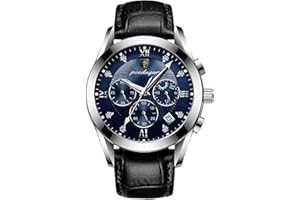 RORIOS Modne męskie zegarki analogowy zegarek kwarcowy ze skórzanym paskiem świecący zegarek wodoodporny zegarek na rękę dla mężczyzn