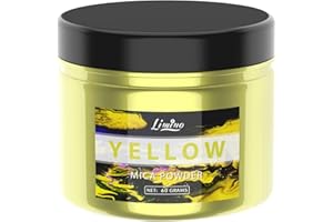 LIMINO Colorante de Resina Epoxi Metálico - 60g Polvo de Mica Natural, Pigmento Resina Epoxi para Epoxy Resin Art, Fabricación de Jabón - Colorante de Bomba de Baño para Pintura, Arte Uñas (Amarillo)