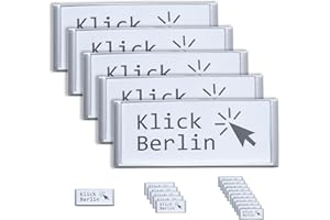 Klick Berlin Namensschild Magnetisch 5 Stück | starker Magnet, hält gut auf Bekleidung | professionelle Qualität | Einfach Namen einfügen und anstecken (5)