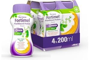 NUTRICIA FORTIMEL PLANTBASED PROTEIN, Supplemento Ipercalorico, Iperproteico, in caso di Malnutrizione, Vegano, Senza Lattosio, Alimento a Fini Medici Speciali, Gusto Zucca, Carota, Zenzero - 4x200ml