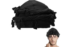 Adorila Cotton Durag Satin Lined Halo Turban Wraps, Unique Design Turban for Men, Tassel Beanie for Causal Life