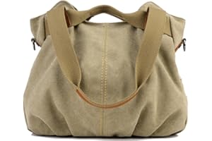 LOSMILE femmes Toile Sac à main Sac d'épaule portés (kaki)