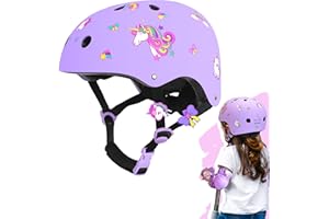 4-PEJIIJAR Unicornio Casco para Niñas Casco Infantil Ajustable Casco Patinete Niño Casco Ajustable Casco Bicicleta para Scooter Patines Ciclismo Monopatín Skate Patinaje