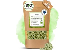 ‎RHEINNATUR RheinNatur Bio Gerstengras Kapseln 210 Stück - 2700 mg je Tagesdosis - Reines Bio-Gerstengraspulver in pflanzlicher Kapselhülle, vegan