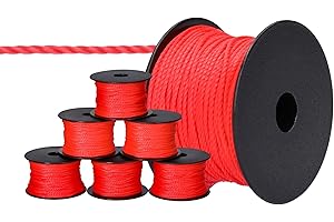 ToolSpace 6X Cordeau de maçon 100m x 1.6mm Rogue Ficelle de Construction - Soie de polypropylène - Fil de Maçon Ligne de Guidage Ficelle d'alignement, de Plomb, de Pavage d'épaisseur Cordon de Pose