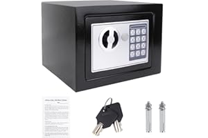HSHA Safebox Steel Digital Safe Box Small Value Safe With Two Keys/Digital Keypad For Home Business Office Hotel Money Document Jewelry Passport, 4.6L, 23 X 17 X 17 CM, Black
