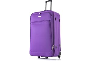 FLYMAX 32" Extra Large Suitcase Lightweight Luggage Expandable Hold Check in Travel Bag on Wheels Purple 129L