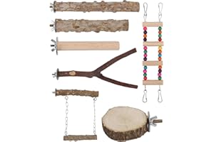 Asheyya 7 Pcs Bird Perch, Hanging Multi-Branch Perch & Platformas Bird Perches for Cage Parakeet Budgie Parakeets Accessories Toys