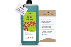 Konfitee Chili Dünger Flora Boost 1000ml I Für bis zu 200L Gießwasser I Gemüsedünger für Paprika & Chili Pflanzen I Flüssiger Blatt- & Wurzeldünger I 100% natürlicher Pflanzendünger
