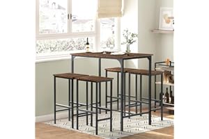 anrekl 5 Piece Dining Table and Chairs Set, High Bar Table for Kitchen, High Coffee Table, Suitable for Kitchen Dining Living Room, Bar Table 100x60x90cm, Dark Brown