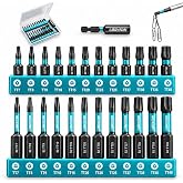 LIBRATON Set of 25 Torx Bits Security, Anti-Tamper Stars | Impact Screwdriver Bits in S2 with Magnetic Tip (1 inch et 2 inch)