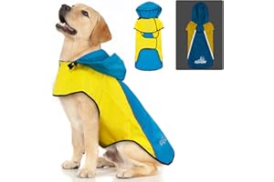DQGHQME Dog Rain Jacket, Waterproof Raincoat, Adjustable Rain Cape, Reflective Ultralight Dog Coat for Large, Medium, Small Pets (M)
