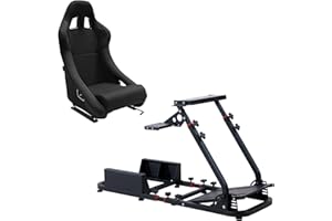 M MODAUTO Cockpit SimRacing Gaming, Soporte de Simulacion, Plegable con Asiento Deportivo Backets o Semibaquets Compatible con Logitech G25/G29/G27/G920 Modelo N820A+N001-G